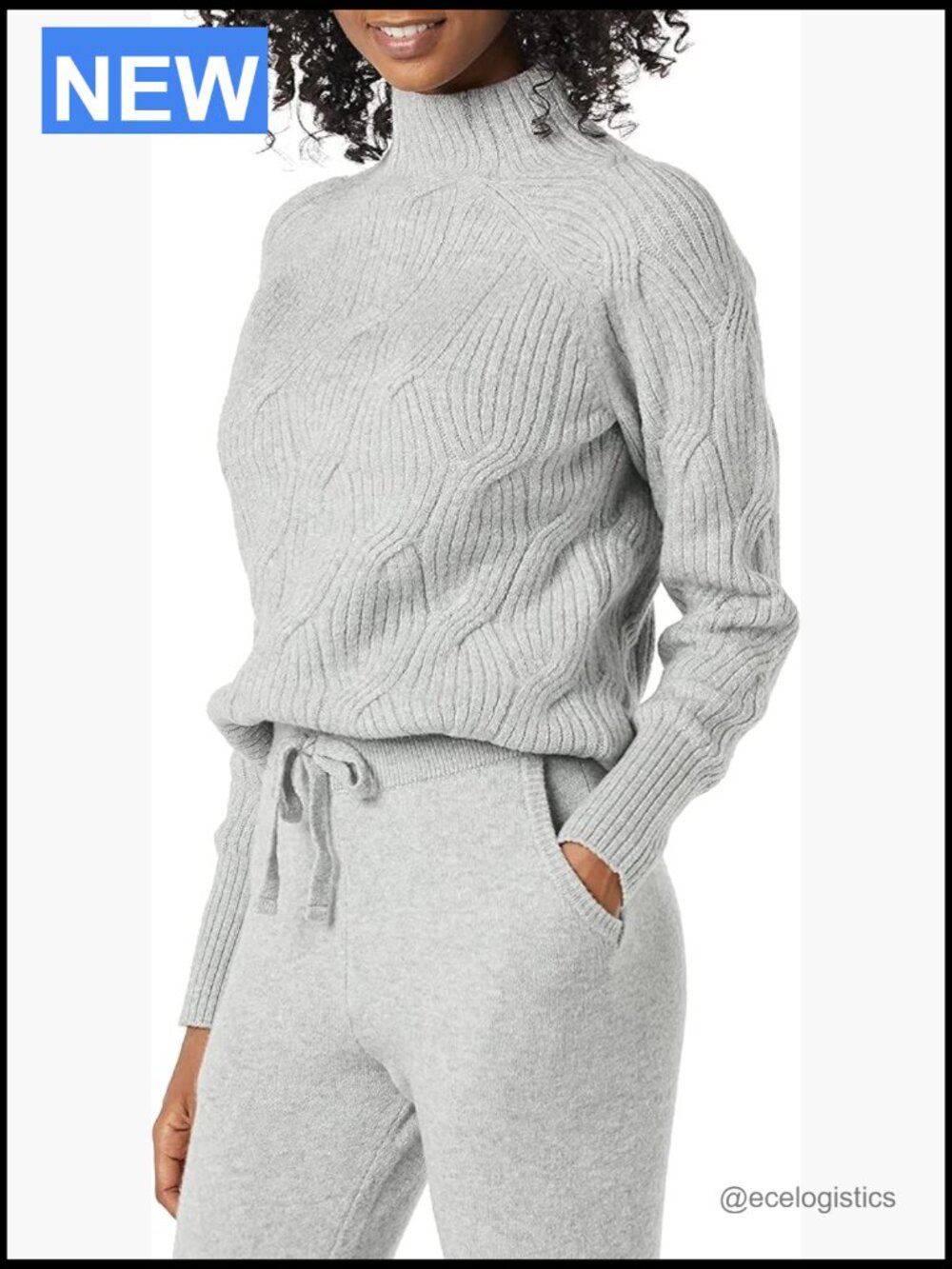 Women's Winter Long-Sleeve Funnel Neck Cable Knit Sweater